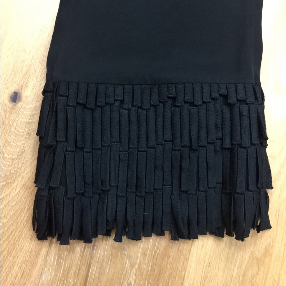 MILLY FIA HIGH RISE FLAT FRONT CULOTTE ANKLE CROP PANT W/ FRINGE HEM NWT 6 $325. - Picture 9 of 11